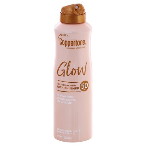 Glow com Brilho Spray Protetor Solar, Resistente à Água, Amplo Espectro, FPS 50, 150 ml - Coppertone