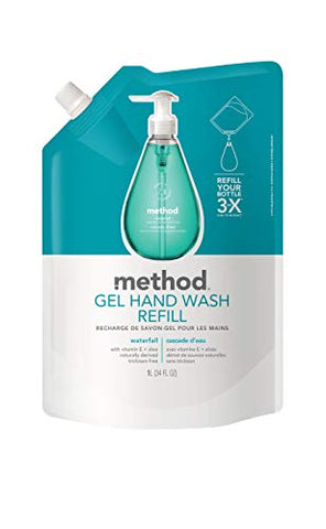 Recarga de Sabonete Líquido Method Gel, Queda d’Água, Fórmula Biodegradável, 1000 ml (Pack com 6 unidades)
