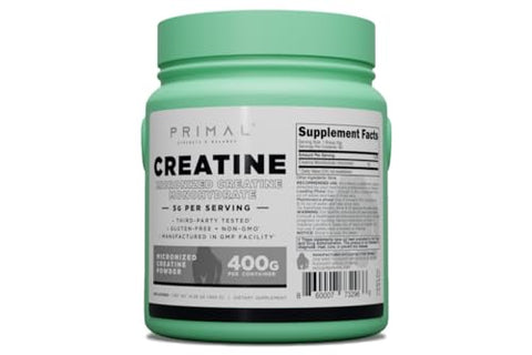 Creatine Monohydrate em Pó (400g) | Suplemento de Desenvolvimento Muscular Micronizado para Pré-Treino - Primal