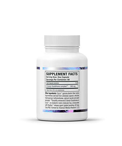 Tesseract Medical Research - SafeCell – Suplemento de S-Acetil Glutationa para Apoio à Saúde Neuro, Poderoso Antioxidante para Neutralizar Radicais Livres, Hipoalergênico, 300mg, 60 Cápsulas Vegetarianas