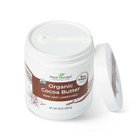 Cocoa Butter Organic Plant Therapy Raw, Certificado USDA, 16 oz Frasco Para Corpo e Rosto
