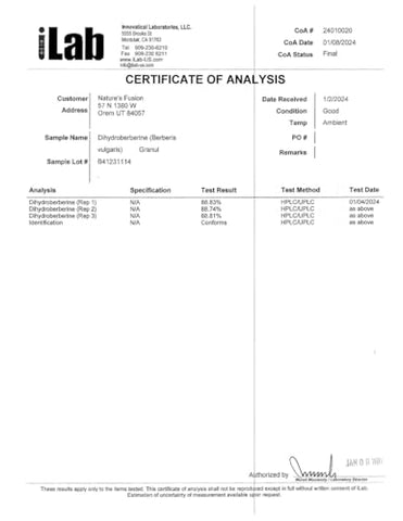 Nature's Fusions - Dihydroberberine 200mg 60 Cápsulas – Com Canela do Ceilão – 5X Mais Eficaz Que Berberina HCL Regular – Super Berberina com Canela do Ceilão – Dihydroberberine