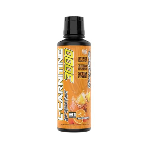 VMI Sports - L-Carnitina 3000 Líquida | Suplemento de 3000 mg de Carnitina | Zero Calorias Zero Açúcar Keto Friendly para Homens e Mulheres – Sabor Delicioso | 31 Porções (Laranja Abacaxi, 473 ml)