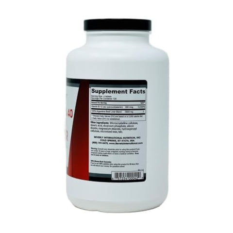 Ultra 40 Fígado Bovino Desidratado de Pasto, 500 Tab. Segredo da Era Dourada para Aumentar o Crescimento Muscular, Resistência e Desempenho Naturalmente. Supere os limites - Beverly International