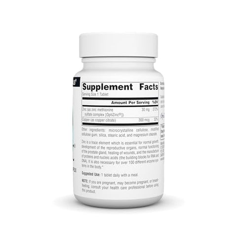 OptiZinc Complexo de Sulfato de Metionina de Zinco – 60 cápsulas de 30mg - Source Naturals