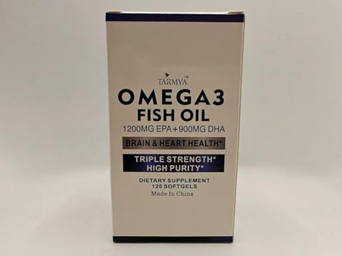 Tarmya - Ômega 3 Óleo de Peixe | 1200mg EPA 900mg DHA | Suplemento para Cérebro e Coração para Homens e Mulheres | Melhores Ácidos Graxos Essenciais | Cápsulas Premium sem Sabor de Peixe (120 Cápsulas)