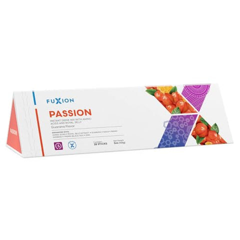 Kaxilu - Usoway – Kit de Produtos de Saúde, Bebida com Sabor de Guaraná Fuxion com Extrato de Ginseng e Maca (28 Sticks, Passion), 454g (Embalagem de 1)