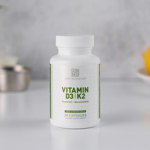 Vitamina D3 K2 10000 UI – Vitamina K2 MK-7 45 mcg – Suporta a Função Imunológica, Níveis de Energia - Amy Myers MD