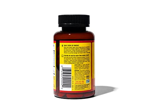 Apple Cider Vinegar True Energy Capsules – 6 Vitaminas B – Sem Cafeína – 750mg de Ácido Acético – Gerenciamento de Peso – Não-OGM, Vegano, Sem Glúten, Sem Açúcar – (90 Cápsulas) - Bragg