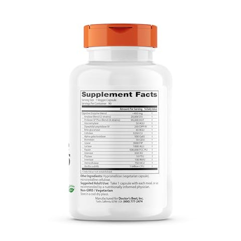 Doctor's BEST - Doctor’s Best Enzimas Digestivas Vegetarianas Sem OGM, 90 Cápsulas Vegetais – Livre de Glúten