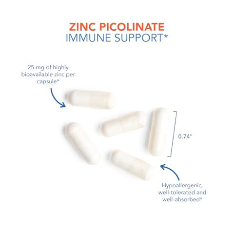 Suplemento de Zinco Picolinato – Suporte à Resposta Imune Normal, Altamente Bioabsorvível, Cápsulas Vegetarianas – 60 Unidades - Allergy Research Group