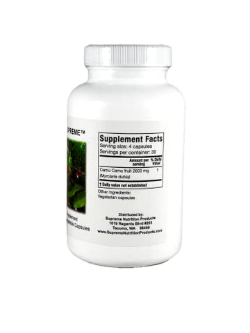 Supreme Nutrition Products - Supreme Nutrition – Camu Supreme: 120 Cápsulas Vegetarianas de Camu Camu Puro – Potencialize sua Saúde com a Marca Líder em Nutrição