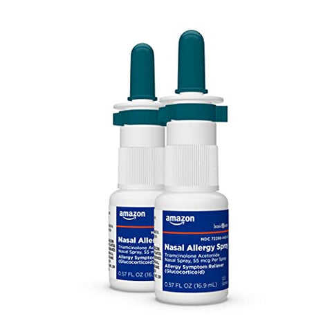 Spray Nasal para Alergia Amazon Basic Care Triamcinolona Acetonida Multi-Sintomas, 55 mcg, 16,9 ml (Pack com 2)