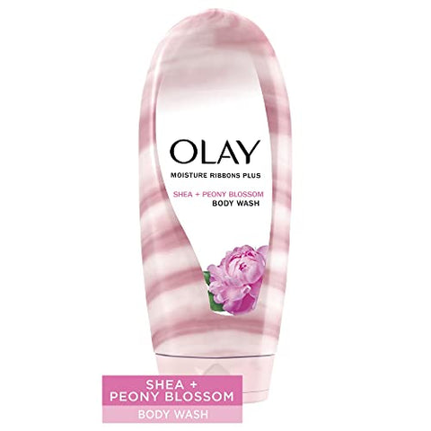 Body Wash Moisture Ribbons Plus Shea Notas de Peônia, 532 ml (Pack com 4 unidades) - Olay