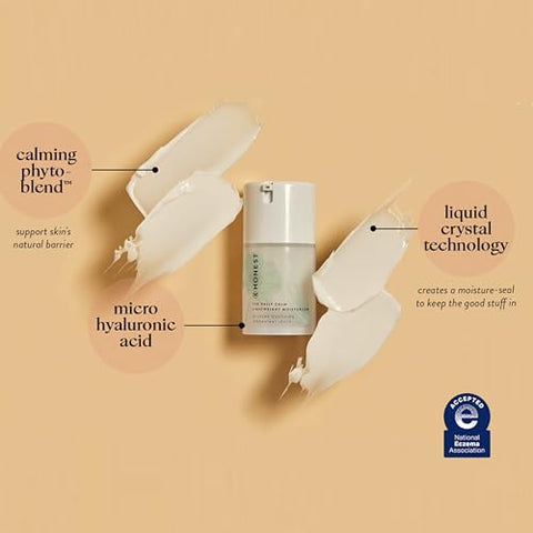 Hidratante Leve Diário para Pele Sensível | Ácido Hialurônico e Fitocomplexo Calmante | EWG Verificado, Vegano Cruelty Free | 50 ml - Honest Beauty
