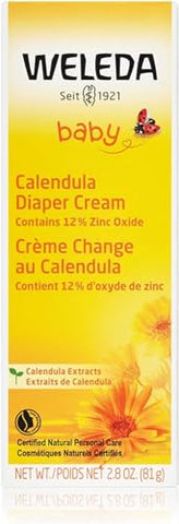 Calendula Creme para Assaduras de Bebê, 2.8 fl oz (80 ml), Proteção Rica em Calêndula, Camomila, Óleo de Amêndoa Doce, Lanolina e Óxido de Zinco - Weleda