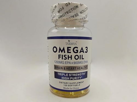 Tarmya - Ômega 3 Óleo de Peixe | 1200mg EPA 900mg DHA | Suplemento para Cérebro e Coração para Homens e Mulheres | Melhores Ácidos Graxos Essenciais | Cápsulas Premium sem Sabor de Peixe (120 Cápsulas)