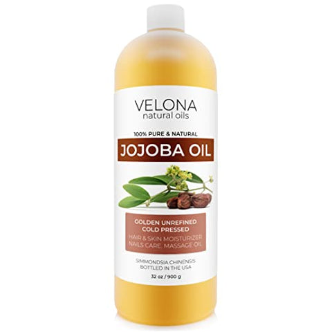 velona - Óleo de Jojoba Velona – 946 ml (Com Bomba) | 100% Puro e Natural | Dourado, Não Refinado, Extraído a Frio, Livre de Hexano