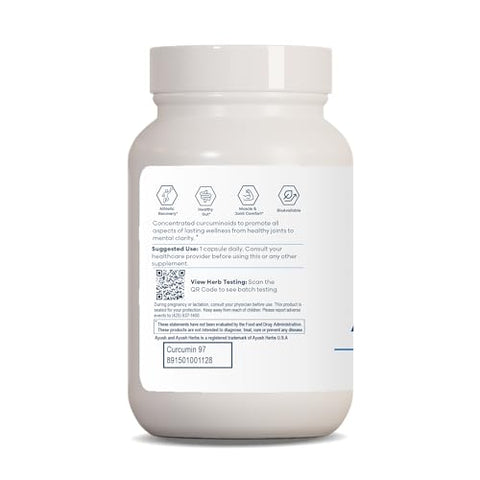Curcumin 97%% – Suplemento Herbal de Cúrcuma para Suporte Integral ao Corpo, 90 Cápsulas - Ayush Herbs