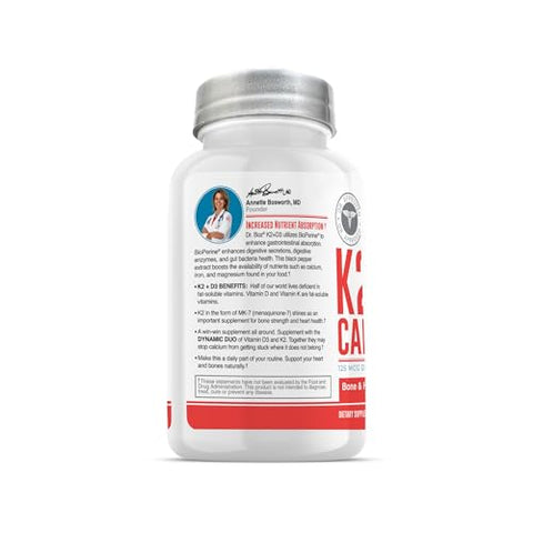 Cápsulas K2 D3 [66 unidades] – Vitamina K2 (MK-7) D3 com BioPerine – Ósseo - Dr. Boz