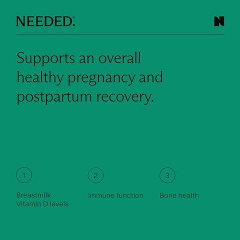 Needed. - Vitamina D3/K2 Pré-Natal Expertamente Formulada | Fertilidade, Gravidez, Amamentação e Pós-Parto, Imunidade e Desenvolvimento Ósseo Saudáveis, Suporte à Vitamina do Leite Materno