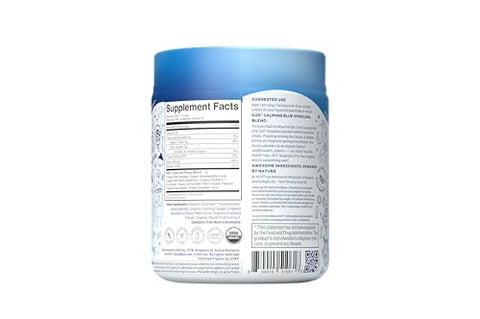Calming Blue Spirulina Blend – Pó de Superfood de Algas Certificado pelo USDA – Com Raiz de Ashwagandha, Melissa, Cogumelo Reishi, Vitaminas B – Sabor Refrescante de Coco e Frutas Vermelhas - KOS