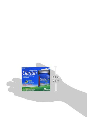 24 Horas Medicamento para Alergia, Alívio de Alergia de Força de Prescrição sem Sonolência, Comprimidos Antialérgicos de Loratadina, 70 Unidades - Claritin