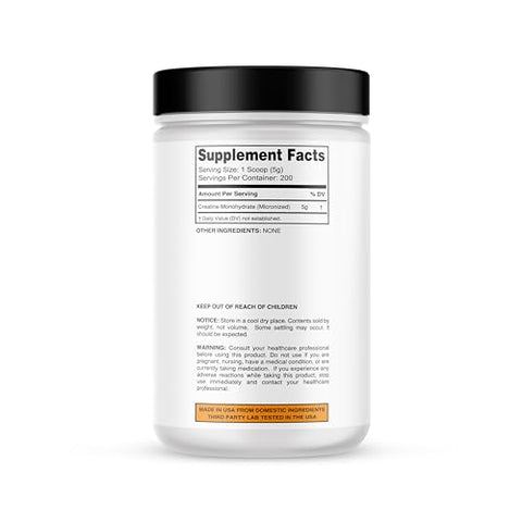 It's Just! - Creatina Monohidratada em Pó It’s Just! – Pure Creatine Powder, Fabricada nos EUA, Testada por Laboratório Independente, 5g por Porção, Medidor Incluso, Sem Aditivos, Sem Sabor Adicionado (Sem Sabor, 1000g)