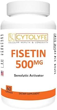 CYTOLYFE - Fisetin 500mg Puro 98%% – Dose Terapêutica 60 Cápsulas – Ativador Senolítico Anti-Envelhecimento Extensão de Vida