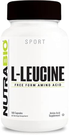 L-Leucina Pura 100%% – Recuperação e Suporte Muscular – Aminoácido Livre de Fermentação Natural – Vegano, Não-OGM, Sem Glúten – 400mg, 180 cápsulas - NutraBio