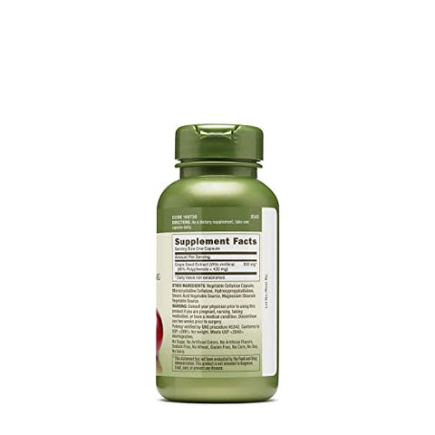 Herbal Plus Extrato de Semente de Uva 500mg – Força Extra, 60 Cápsulas, Suporte Antioxidante - GNC