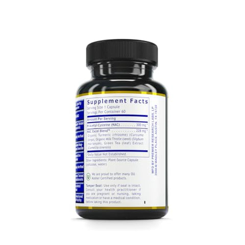 Premier NAC – Suplemento de N-Acetil Cisteína para o Fígado – 60 cápsulas - Premier Research Labs
