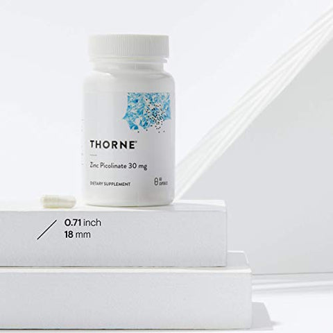 THORNE - Thorne Zinc Picolinate 30 mg – Suplemento de Zinco de Alta Absorção para Crescimento e Função Imunológica – 60 Cápsulas