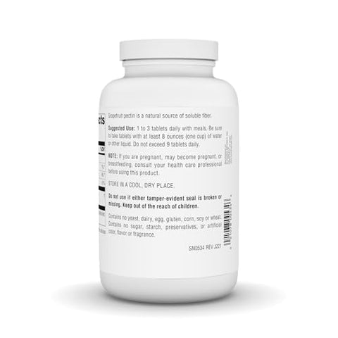Pectina de Toranja, Fibra Solúvel – 1000 mg Suplemento Alimentar – 240 Comprimidos - Source Naturals