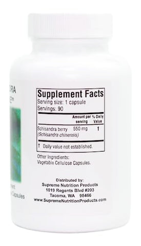 Supreme Nutrition Products - Supreme Nutrition Schisandra Supreme – 90 Cápsulas Vegetarianas de Fruta Pura de Schisandra
