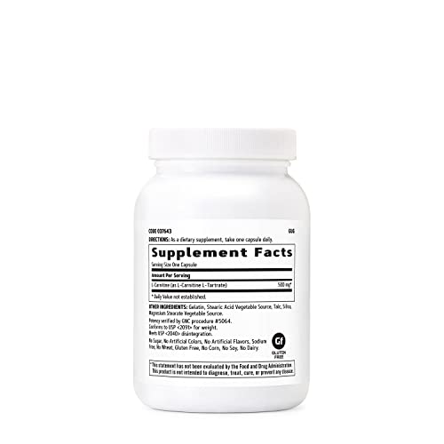 L-Carnitina 500mg, 120 Cápsulas, Auxilia no Metabolismo de Ácidos Graxos de Cadeia Longa - GNC