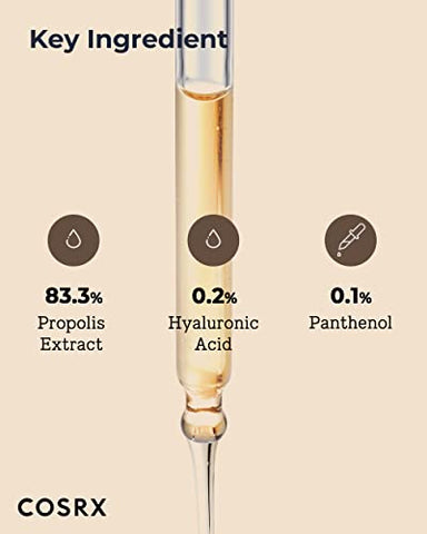 Ampola de Própolis, Sérum Iluminador para o Rosto com 73,5% de Extrato de Própolis, 30ml, Essência Hidratante para Pele Sensível, Linhas Finas, Tom de Pele Irregular, Cuidados Coreanos com a Pele - COSRX