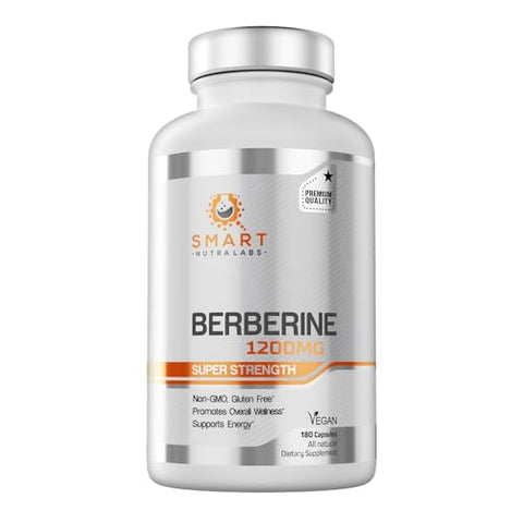 Premium Berberine HCL 1200mg – 180 Cápsulas Veganas, Suplemento de Berberina Pura 100%% – Sem OGM, Sem Glúten - Smart Nutra Labs