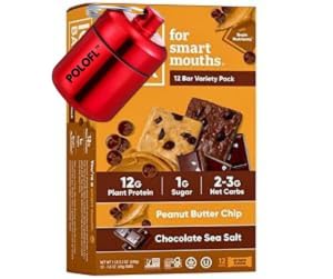 POLOFL - BAR Brain and Body – Barras de Proteína Keto de Chocolate com Sal Marinho e Manteiga de Amendoim – 12 Unidades – Barras Energéticas – Baixo Carboidrato – Alta Fibra – Vegano – Baixo Açúcar – Refeição