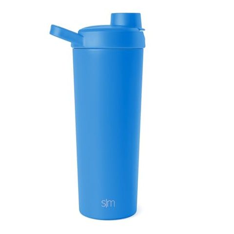 Garrafa Agitadora de Aço Inoxidável Simple Modern 24oz | Copo Isolado de Metal para Misturas de Proteína, Shakes e Pré-Treino | Coleção Rally | Azul Supersônico