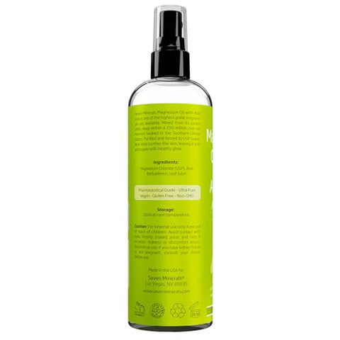 Spray de Magnésio com Aloe Vera – Menos Coceira – Use como Desodorante em Spray de Magnésio – Fabricado nos EUA – Tenha Cabelos Saudáveis - Seven Minerals