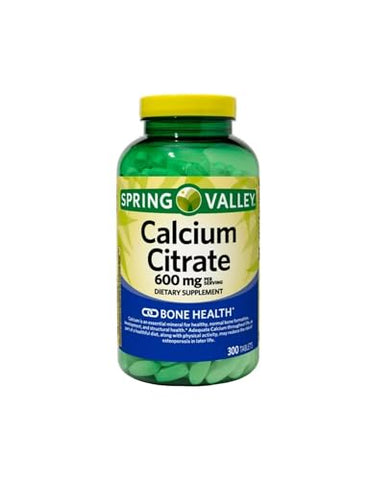 STS Home - Spring Valley Citrato de Cálcio 600 mg, 300 Comprimidos – Fortalecimento Ósseo