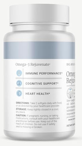 BIG BOLD HEALTH - 2 MESES DE FORNECIMENTO – Suplemento de Óleo de Peixe Ômega-3 Rejuvenate, Óleo de Bacalhau do Alasca e Salmão Sockeye, Sabor Limão – Ácidos Graxos Ômega-3 com EPA, DHA