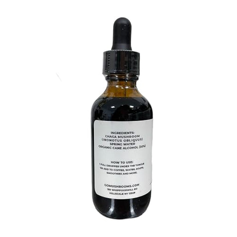 GO Mushrooms - Chaga Tincture – Suplemento de Corpo Frutífero de Cogumelo Extraído em Dual para Apoiar o Sistema Imunológico – Rico em Nutrientes de Chaga