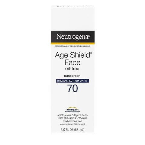 Protetor Solar Neutrogena Age Shield FPS 70, Livre de Óleo, Hidratante Não Comedogênico para Prevenir Sinais de Envelhecimento, 90 ml (Pack…)