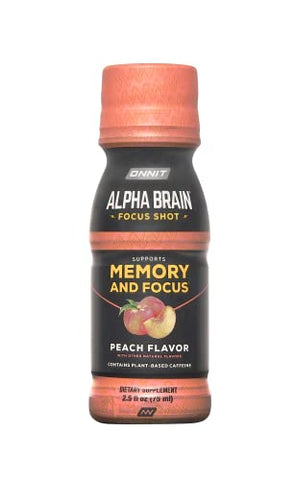 Alpha Brain Shot Energético – Suplemento para Energia, Foco, Humor, Estresse – Bebida Potencializadora para o Cérebro – Pêssego (75 ml, 6 unid) - ONNIT