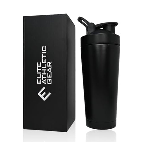 Copo Shaker de Aço Inoxidável Elite Athletic Gear – 25oz (750ml) – Isolamento a Vácuo para Proteínas, Pré-Treino, Batidas (Cross)