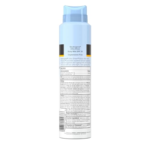 Ultra Sheer Body Mist Protetor Solar Spray FPS 30, Leve, Não Oleoso – 118 ml - Neutrogena