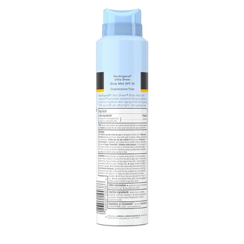 Ultra Sheer Body Mist Protetor Solar Spray FPS 30, Leve, Não Oleoso – 118 ml - Neutrogena
