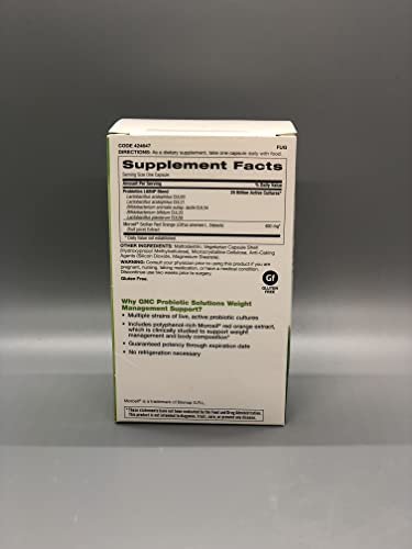 Probiotic Solutions Suporte para Gerenciamento de Peso com 25 Bilhões de UFCs | Contém Cepas de Probióticos Vivos e Ativos Estudadas Clinicamente, Vegetariano, Sem Glúten | 30 - GNC